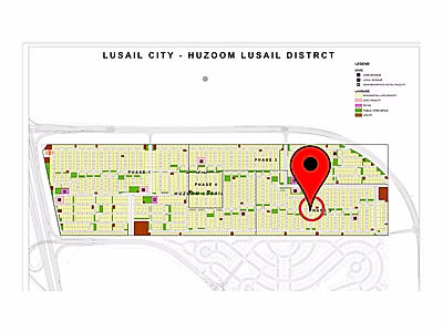 555 Sqm Corner Lot in Phase 2 | Huzoom Lusail