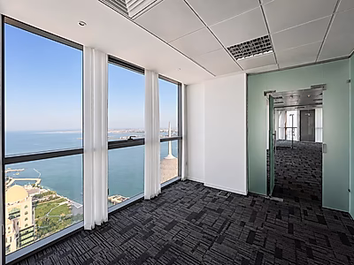 F/Fitted West Bay Office | Full Sea View | 129 SQM