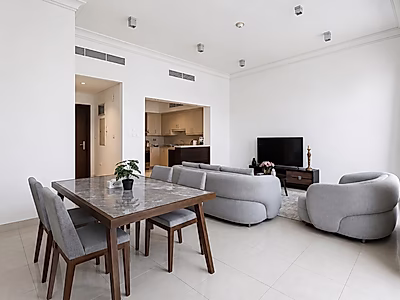 Fully Furnished 1BR in Qanat Quartier | Community Views | Title Deed Available