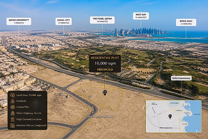 Rare Freehold Land | 10,000 SQM Corner Plot in Legtaifiya, Doha - Photo 1